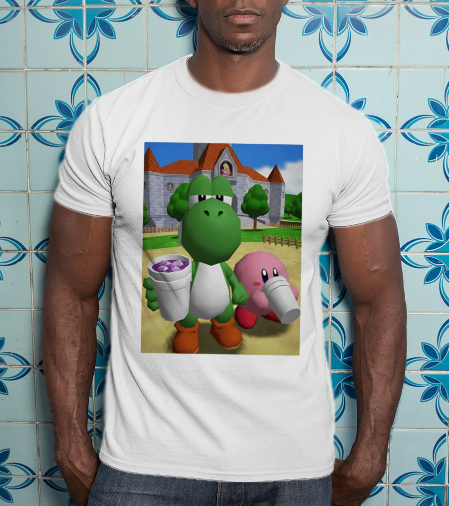 Yoshi Kirby Lean Purple Drink Castle Scene T-Shirt