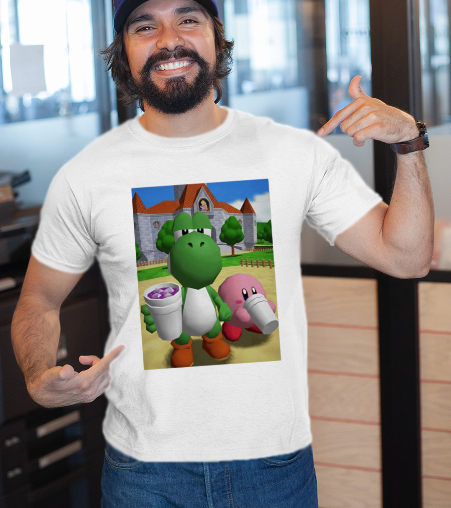 Yoshi Kirby Lean Purple Drink Castle Scene T-Shirt