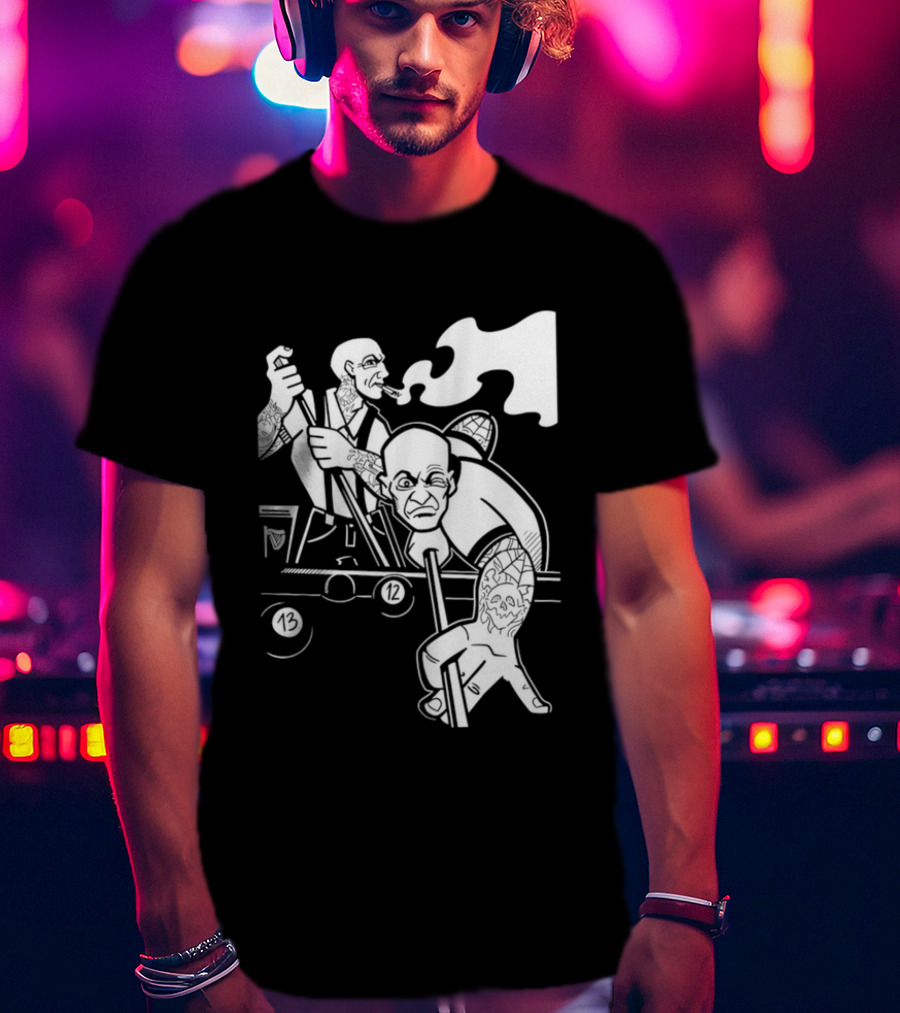 13 12 Tattooed Billiard Players Smoking Pool Game T-Shirt
