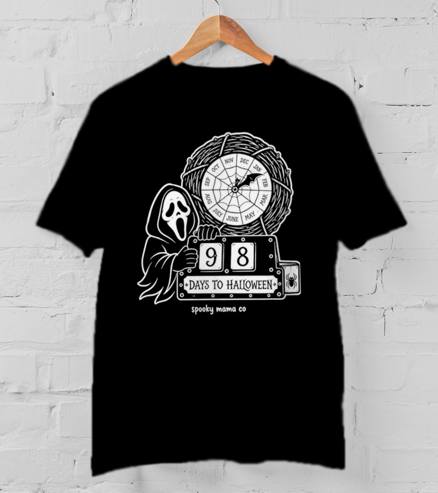 Halloween Countdown 98 Days Ghostface Horror Calendar Spooky Mama Co T-Shirt