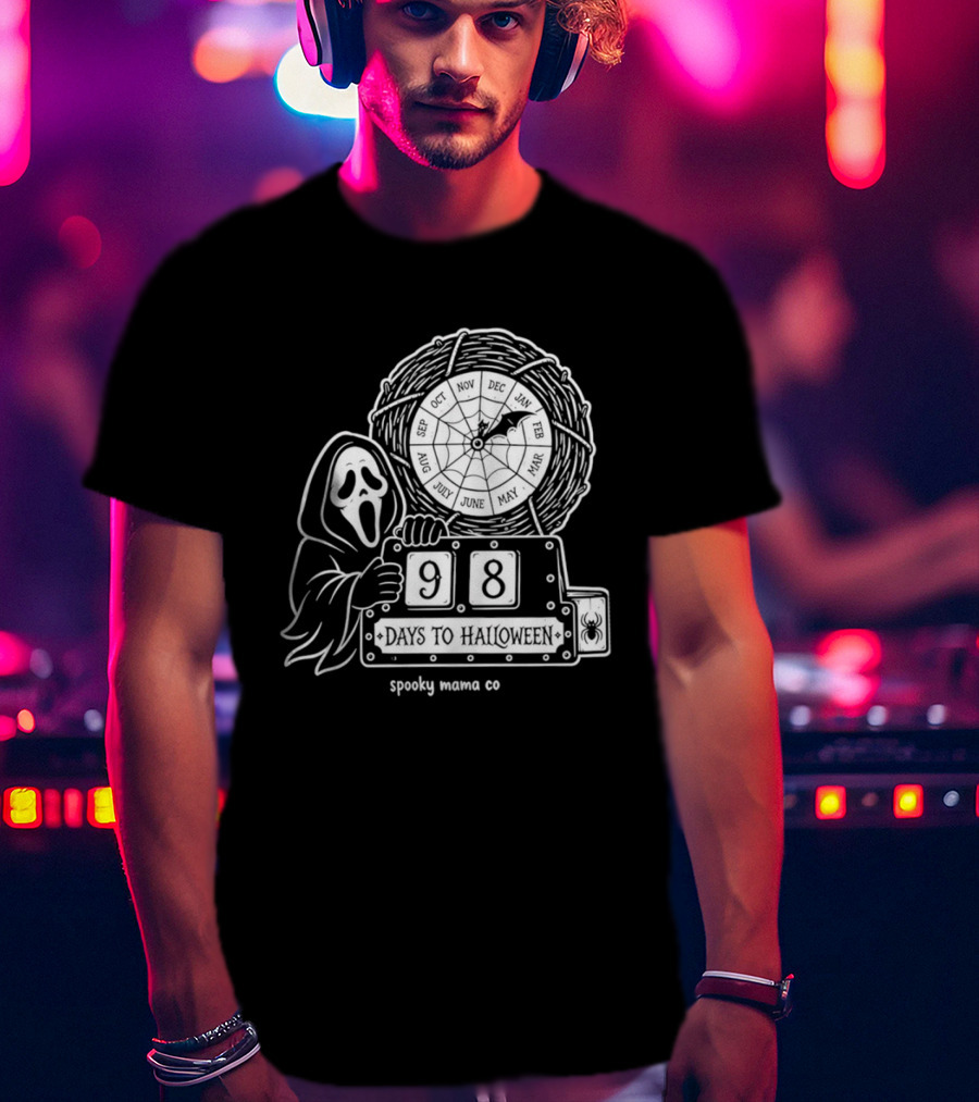 Halloween Countdown 98 Days Ghostface Horror Calendar Spooky Mama Co T-Shirt