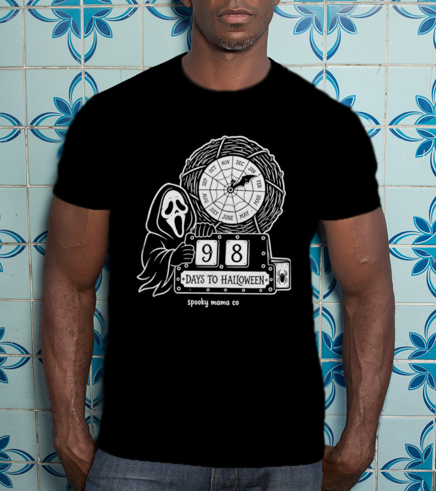 Halloween Countdown 98 Days Ghostface Horror Calendar Spooky Mama Co T-Shirt
