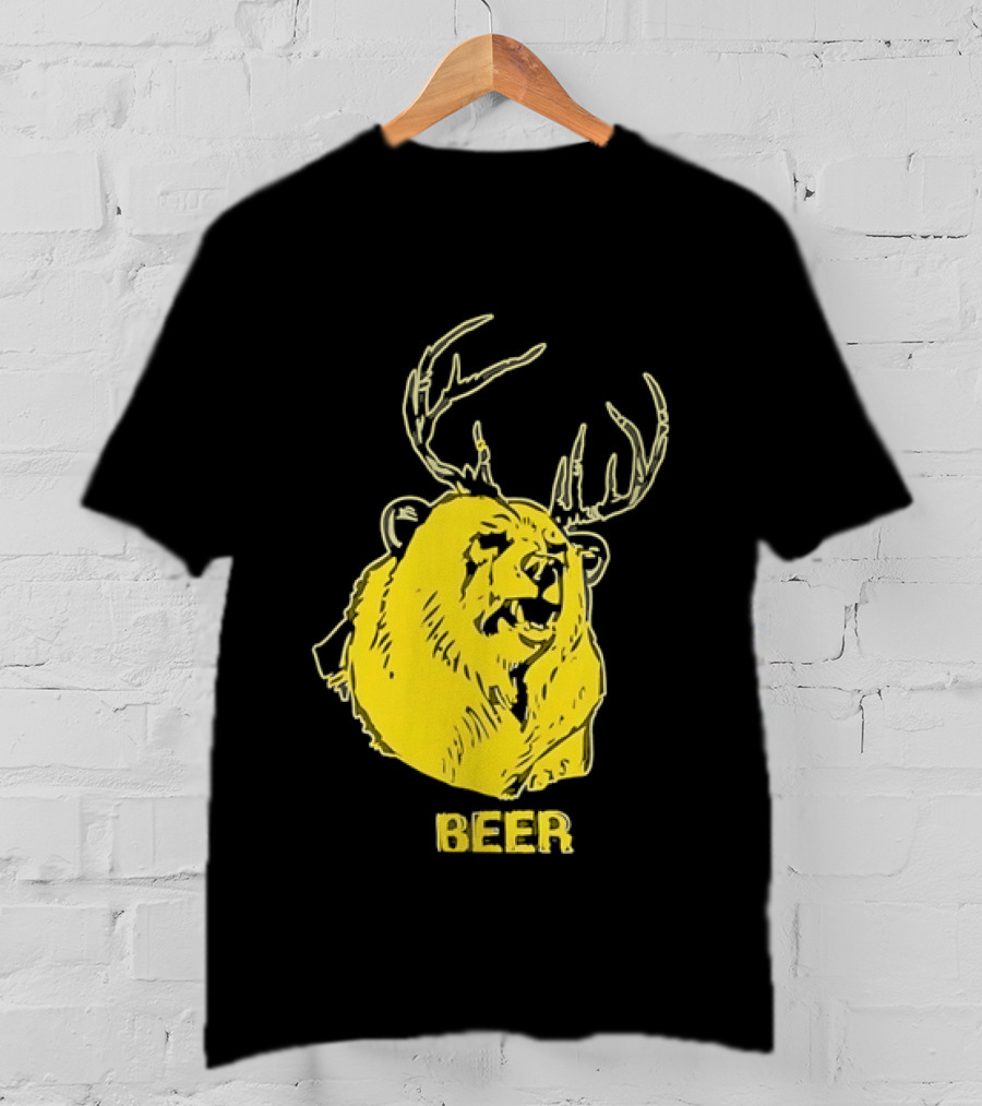 Beer Antlered Bear T-Shirt