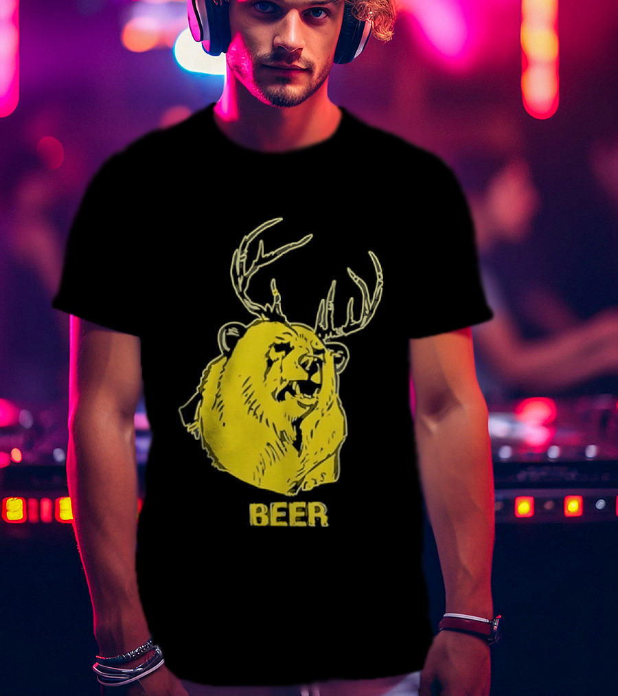 Beer Antlered Bear T-Shirt