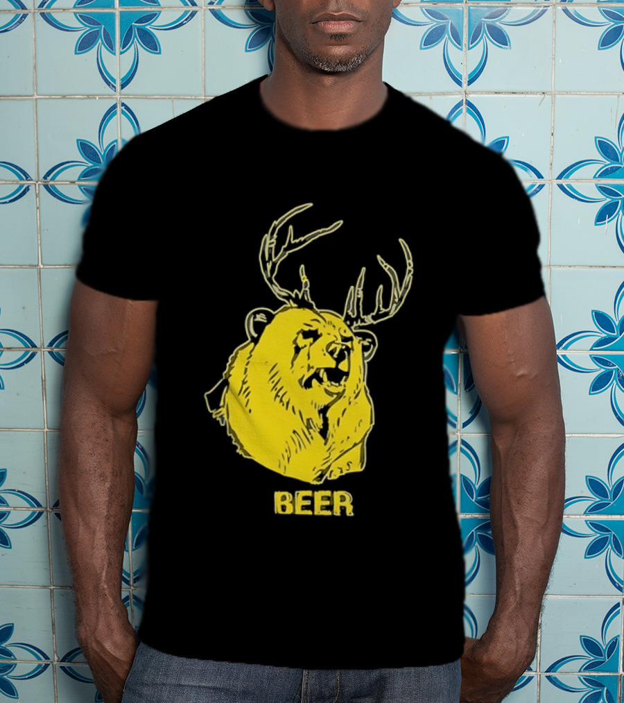 Beer Antlered Bear T-Shirt