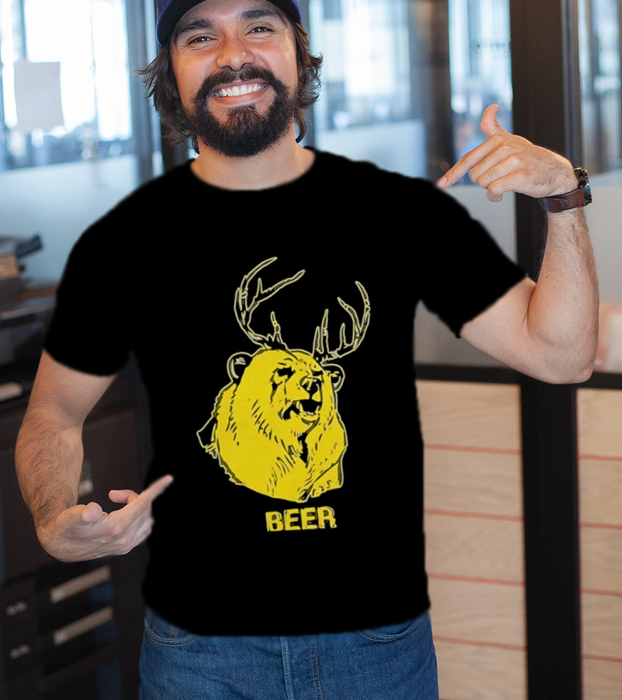 Beer Antlered Bear T-Shirt