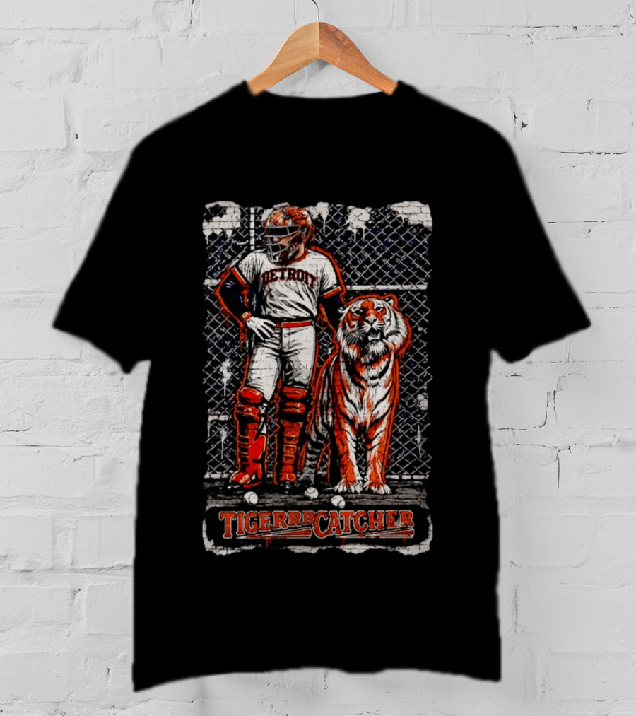 Detroit Tigers Tigerrrcatcher Baseball Player And Tiger T-Shirt