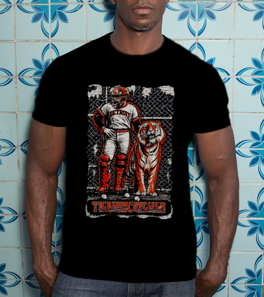 Detroit Tigers Tigerrrcatcher Baseball Player And Tiger T-Shirt