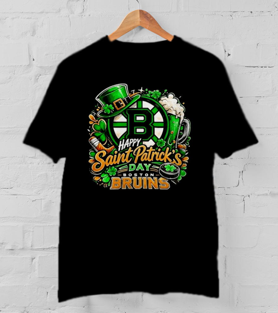 Boston Bruins St. Patrick's Day 2026 Celebration Hockey Team Florals T-Shirt