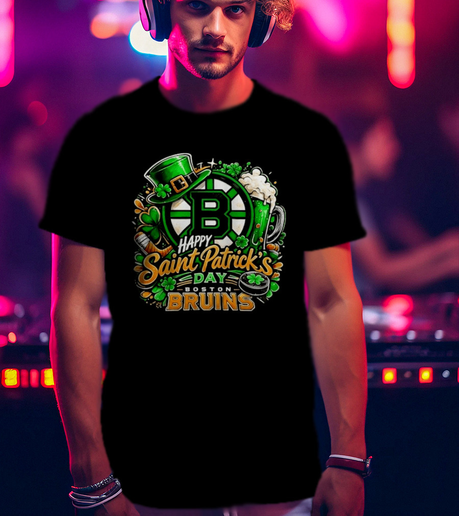 Boston Bruins St. Patrick's Day 2026 Celebration Hockey Team Florals T-Shirt