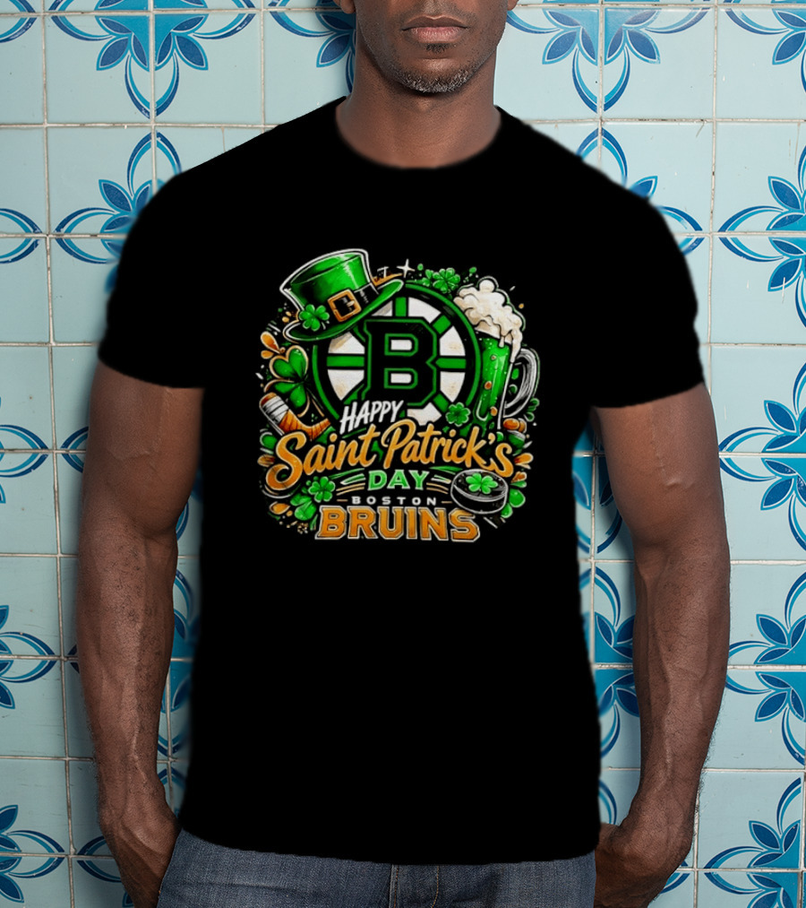 Boston Bruins St. Patrick's Day 2026 Celebration Hockey Team Florals T-Shirt