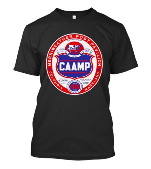 Merriweather Post Pavilion Caamp 2026 Columbia Maryland Concert With Mon Rovio And Hannah Cohen T-Shirt