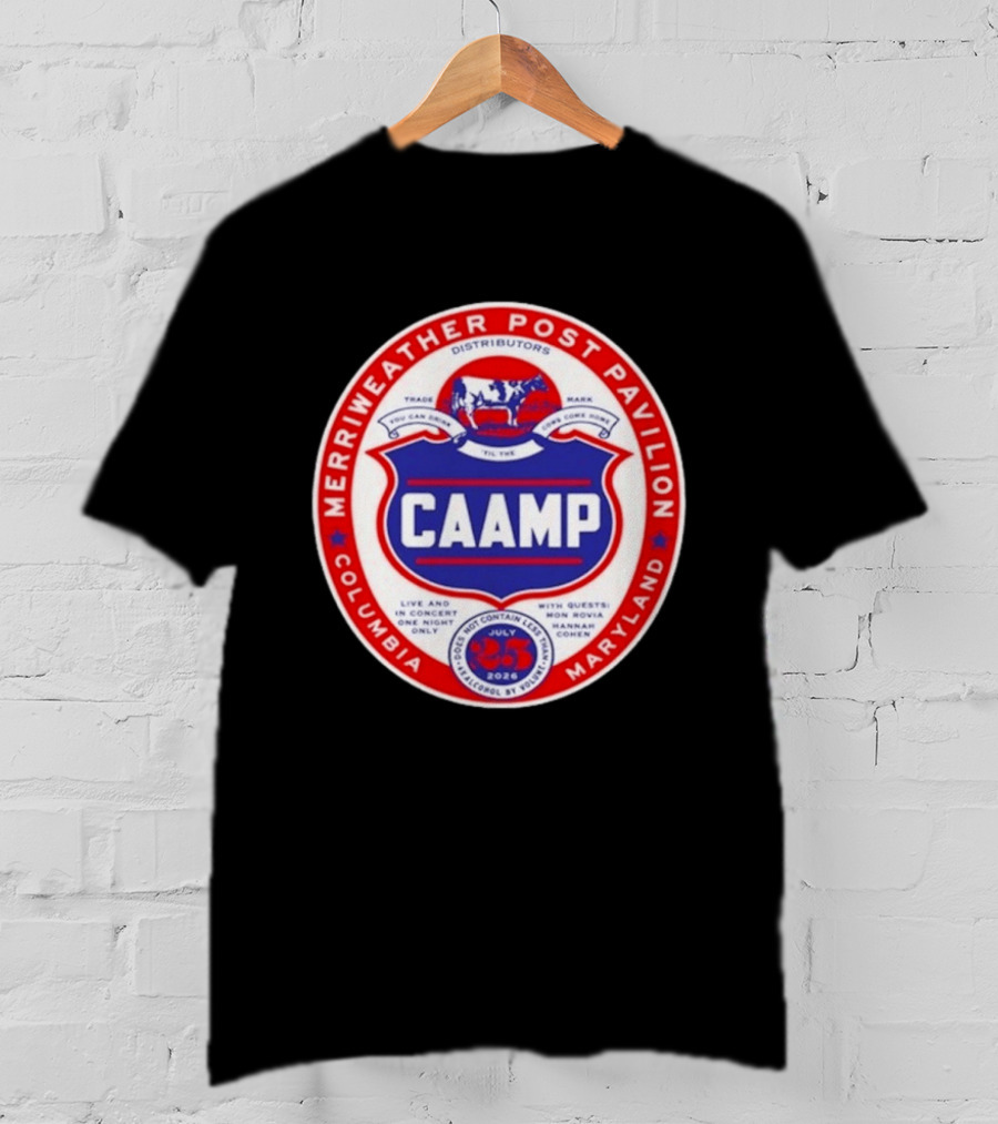 Merriweather Post Pavilion Caamp 2026 Columbia Maryland Concert With Mon Rovio And Hannah Cohen T-Shirt