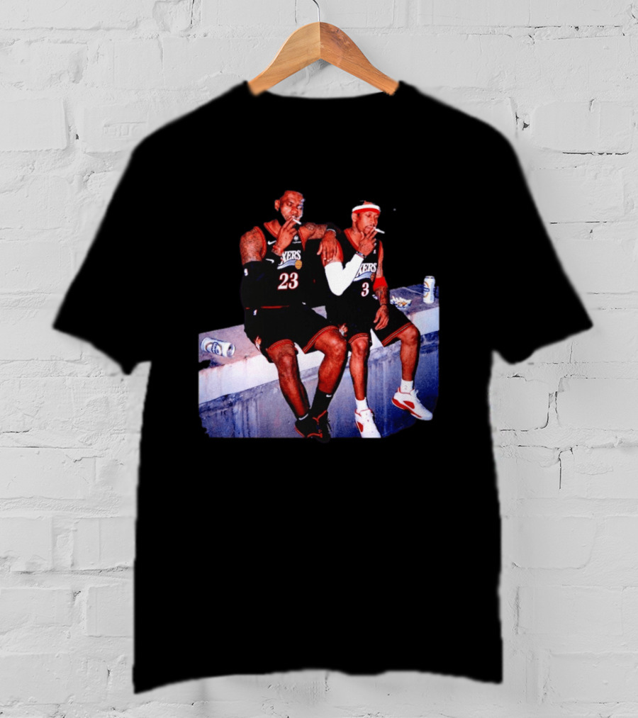 LeBron James Allen Iverson Smoking Philadelphia 76ers Skyline T-Shirt