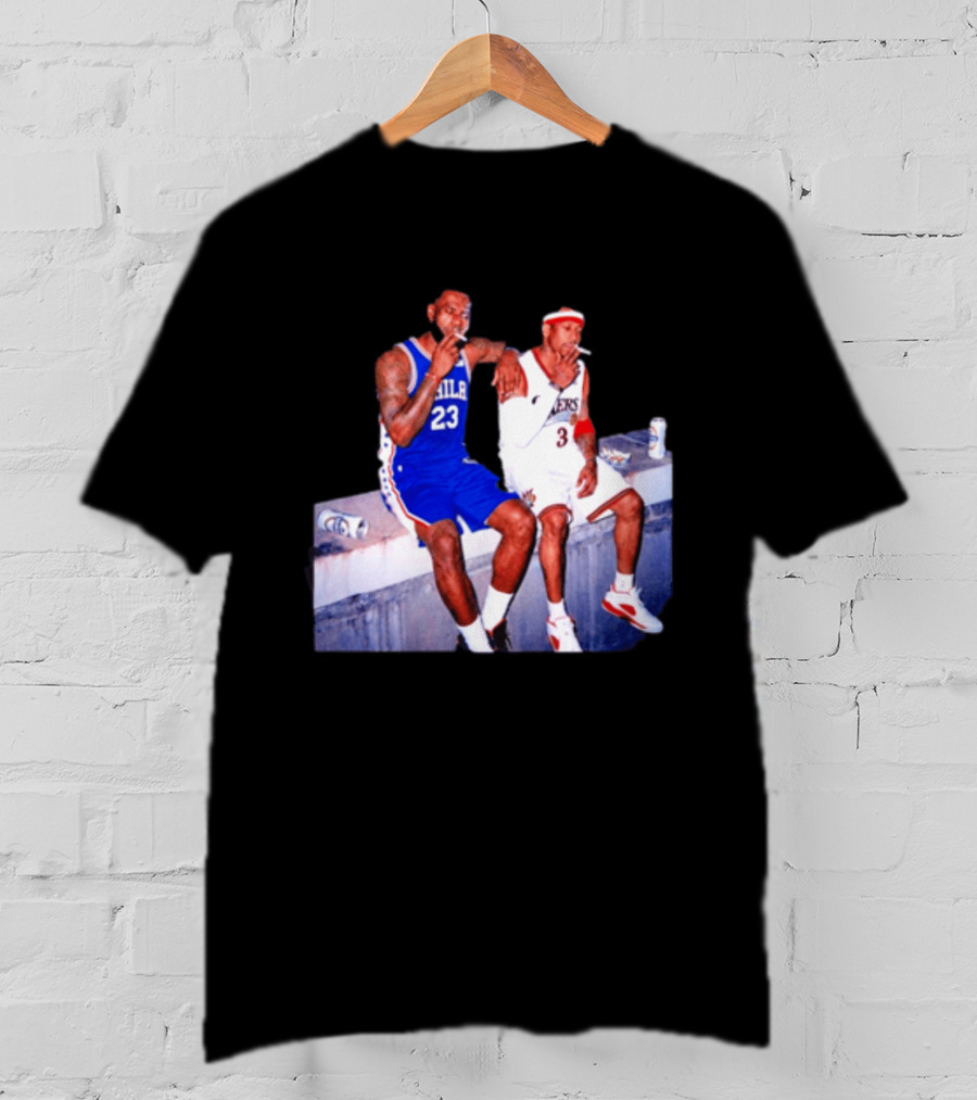 LeBron James Allen Iverson Philadelphia 76ers Smoking Scene Vintage NBA T-Shirt