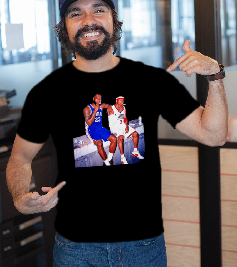 LeBron James Allen Iverson Philadelphia 76ers Smoking Scene Vintage NBA T-Shirt