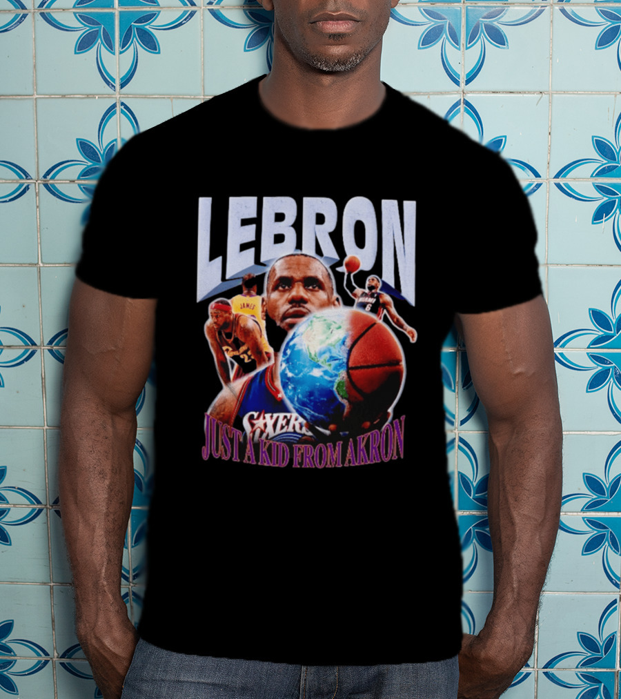 LeBron James Just A Kid From Akron Philadelphia 76ers T-Shirt