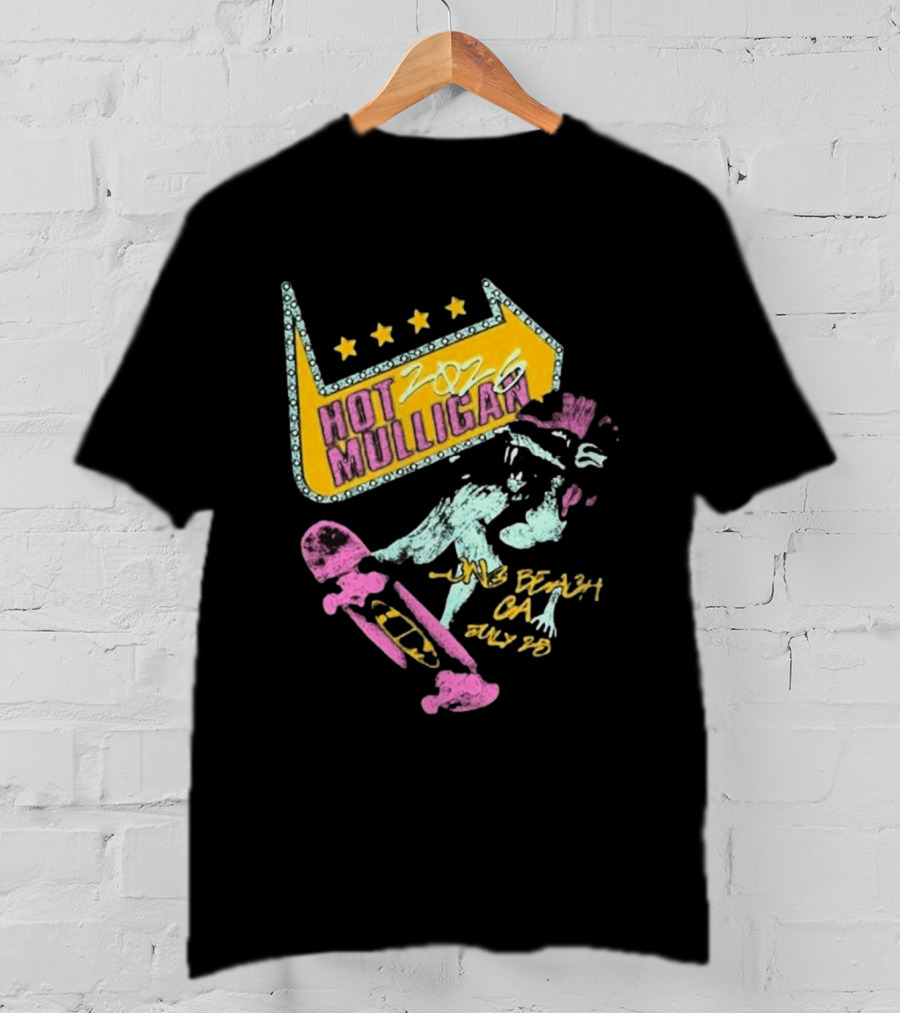 Hot Mulligan Long Beach CA 2026 Warped Tour July 25 Skateboarding Art With Stars T-Shirt