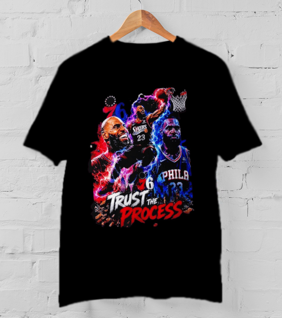 LeBron James Philadelphia 76ers 23 Trust The Process 76 Lightning Energy T-Shirt