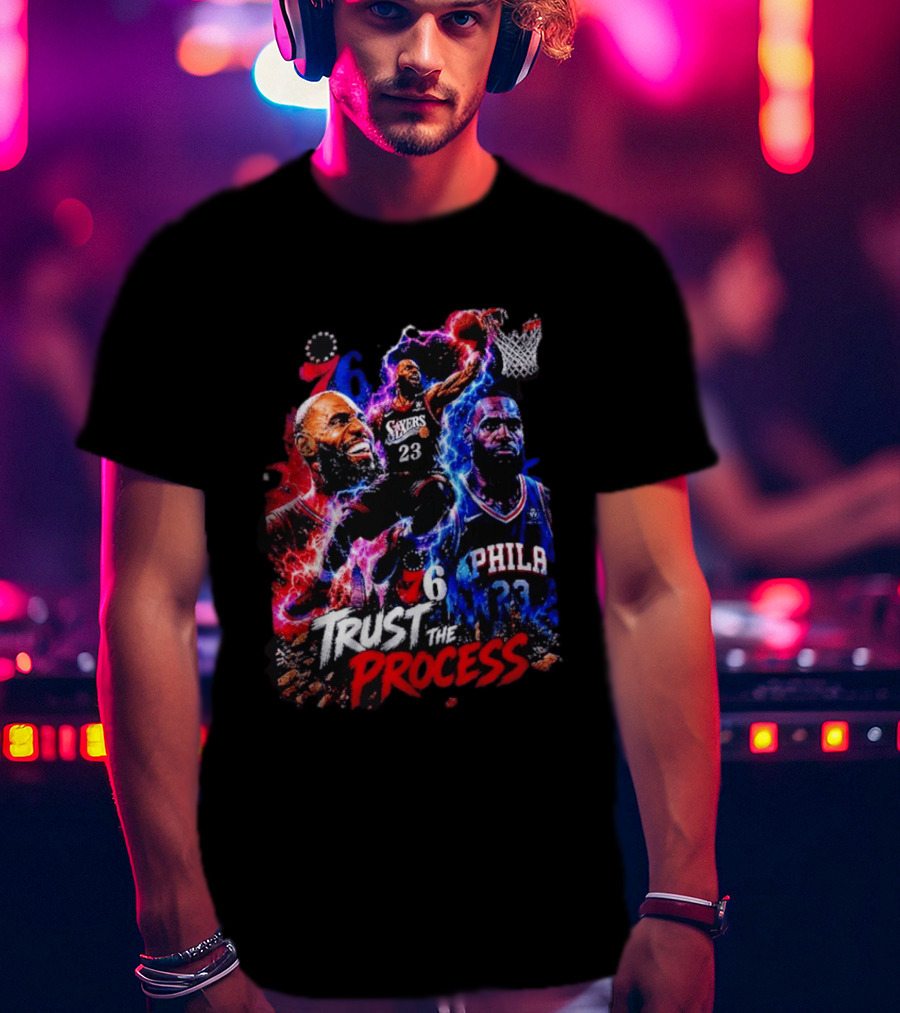 LeBron James Philadelphia 76ers 23 Trust The Process 76 Lightning Energy T-Shirt