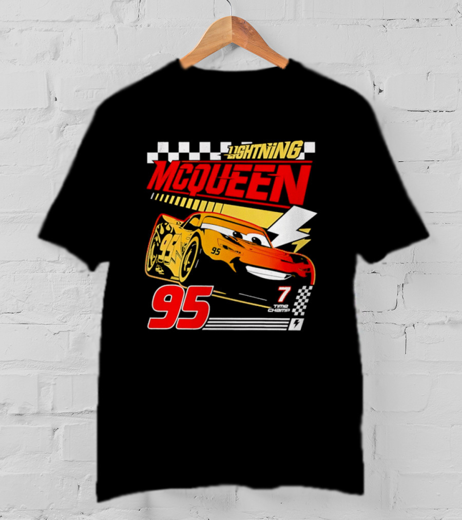 Lightning McQueen Racing 95 Champion Car Number 7 Lightning Bolt T-Shirt