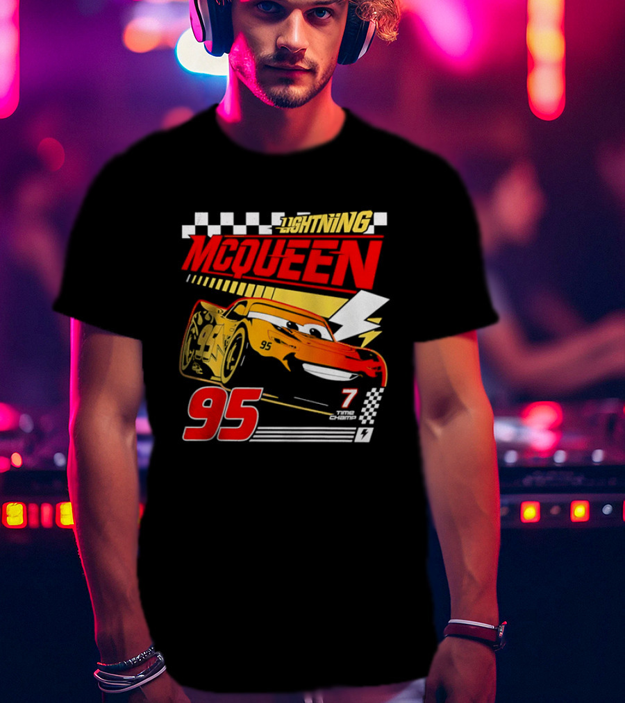 Lightning McQueen Racing 95 Champion Car Number 7 Lightning Bolt T-Shirt