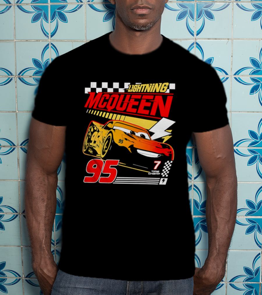Lightning McQueen Racing 95 Champion Car Number 7 Lightning Bolt T-Shirt