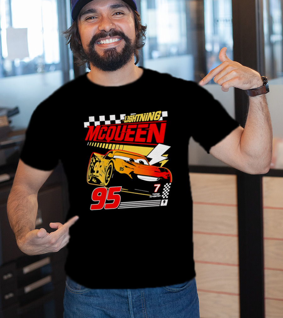 Lightning McQueen Racing 95 Champion Car Number 7 Lightning Bolt T-Shirt