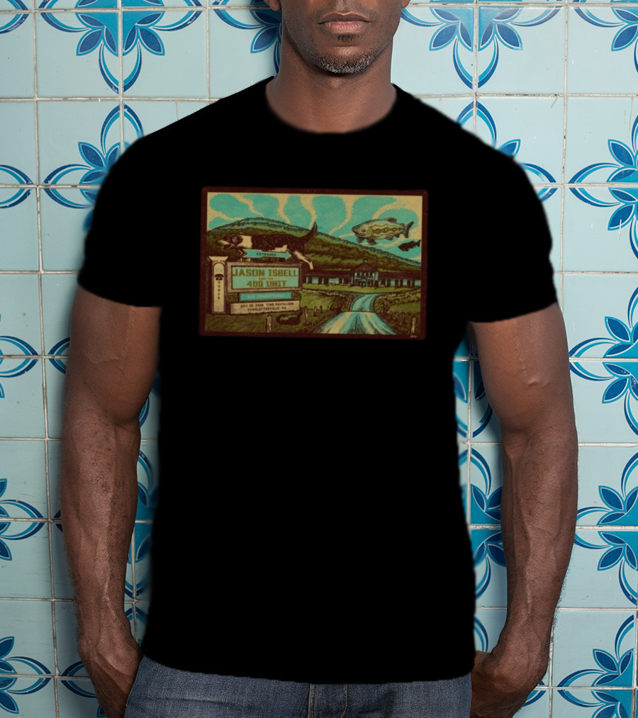 Jason Isbell And The 400 Unit July 26 2026 Ting Pavilion Charlottesville VA Concert With Dog Fish Farmhouse Scene T-Shirt