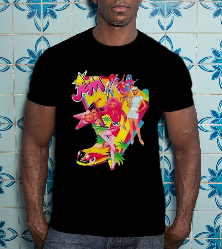 Jem 80s Cartoon Band Pop Music Star Singer Fashion Aesthetic Retro Characters T-Shirt