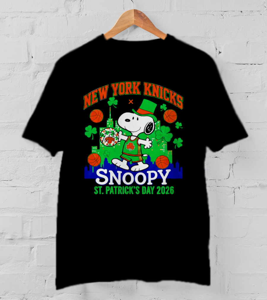 New York Knicks Snoopy St Patrick's Day 2026 Celebration T-Shirt