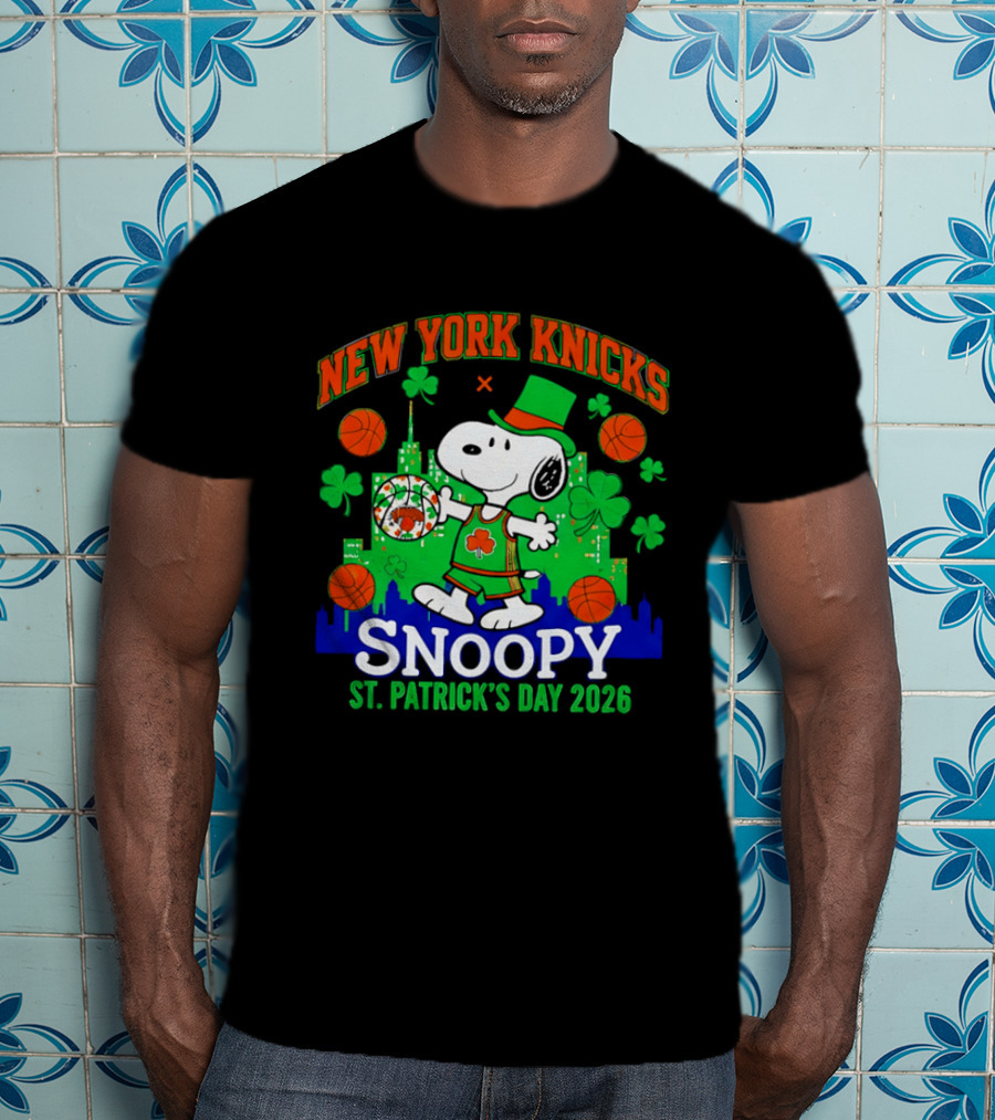 New York Knicks Snoopy St Patrick's Day 2026 Celebration T-Shirt