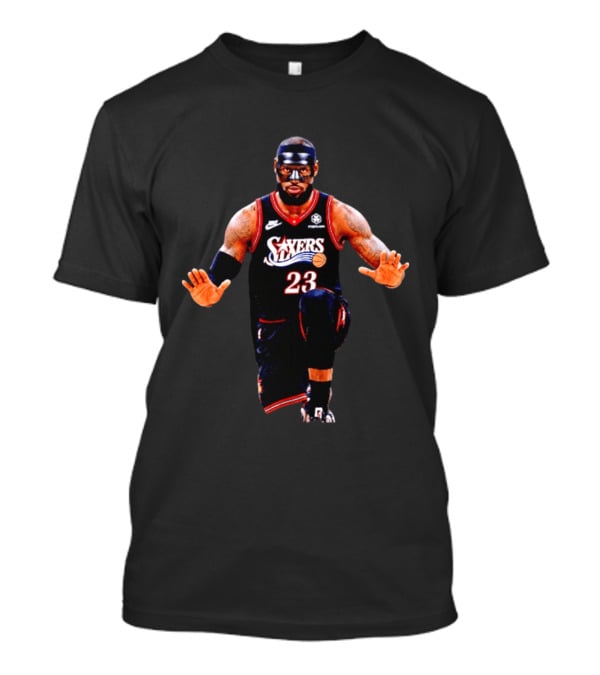 Philadelphia 76ers LeBron James 23 Black Mask Basketball T-Shirt
