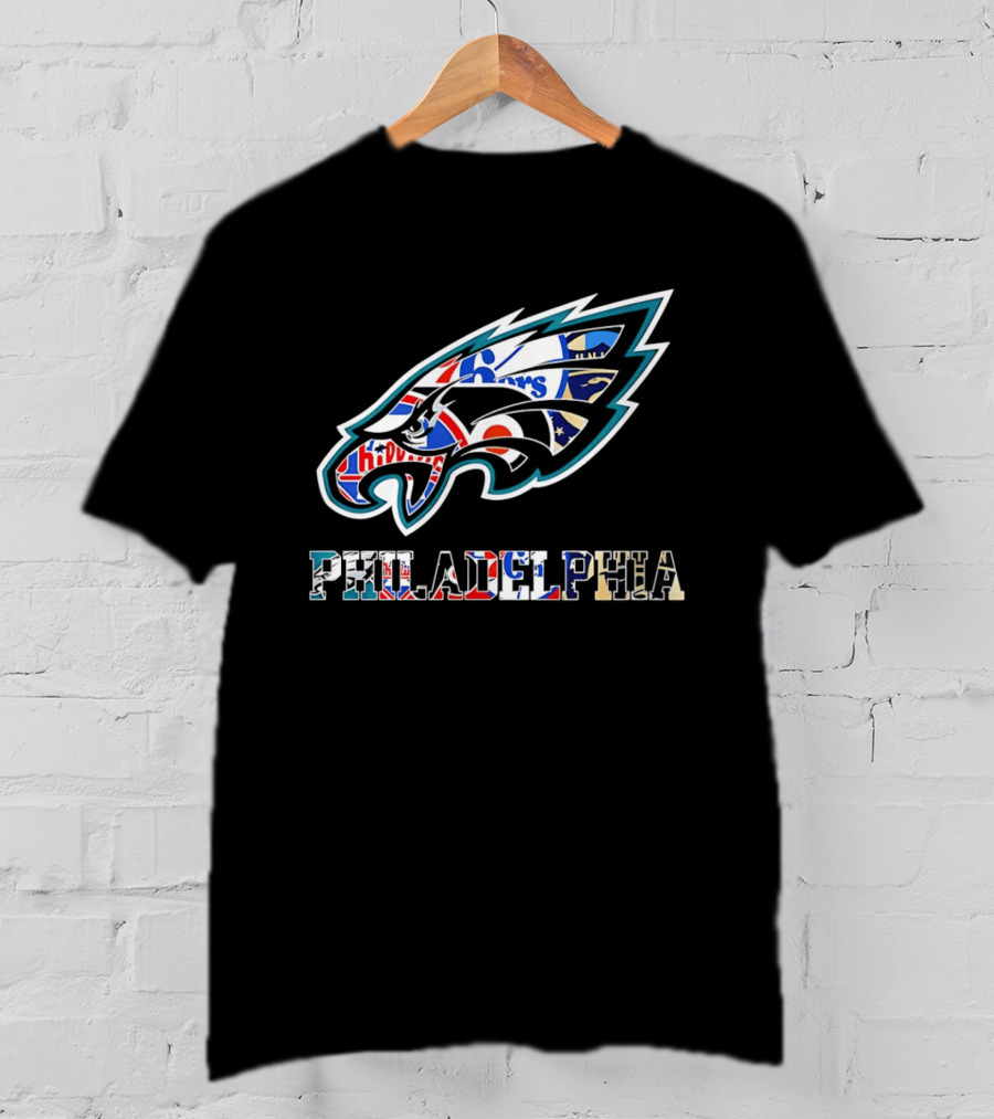 Philadelphia Eagles Phillies Flyers 76ers Team Mashup T-Shirt