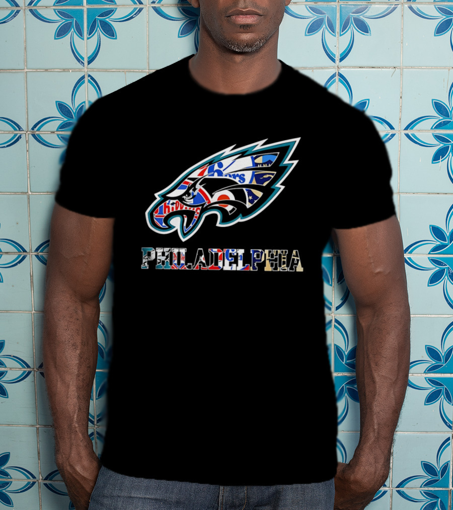 Philadelphia Eagles Phillies Flyers 76ers Team Mashup T-Shirt