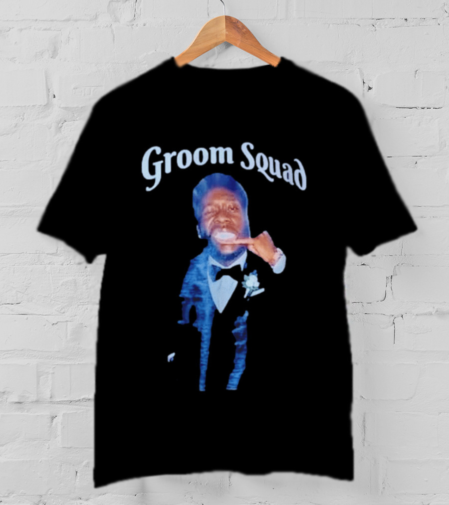 Groom Squad Tuxedo Finger Point Man T-Shirt