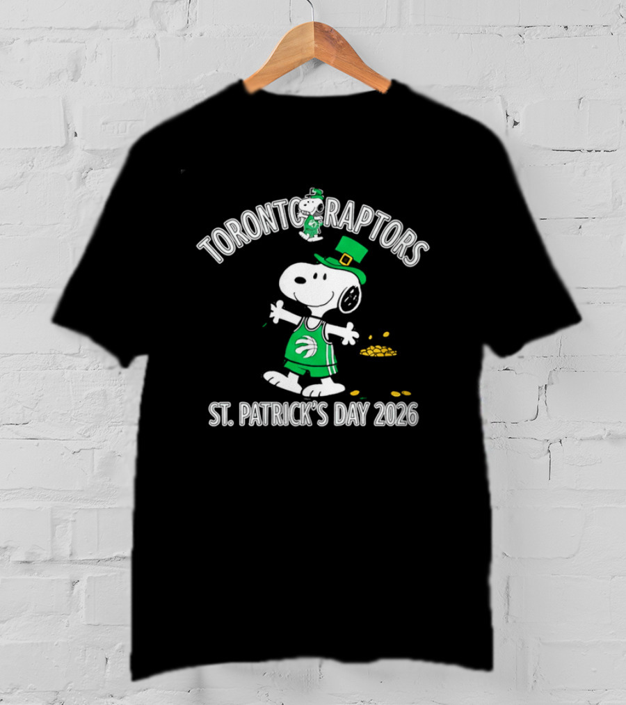 Toronto Raptors Snoopy St Patrick's Day 2026 Basketball Clover T-Shirt