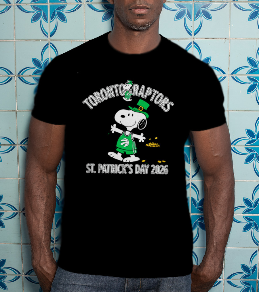 Toronto Raptors Snoopy St Patrick's Day 2026 Basketball Clover T-Shirt
