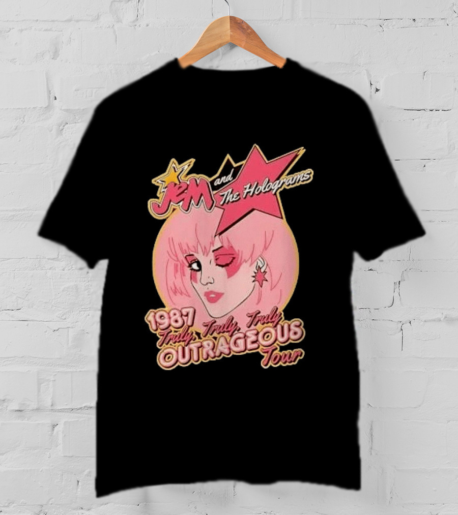 1987 Truly Outrageous Tour Jem And The Holograms Retro Pink Star T-Shirt