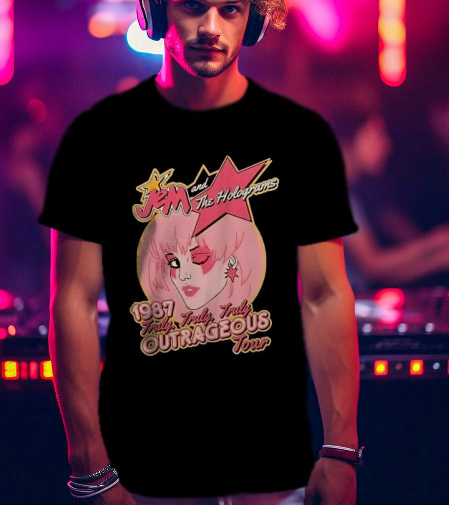 1987 Truly Outrageous Tour Jem And The Holograms Retro Pink Star T-Shirt
