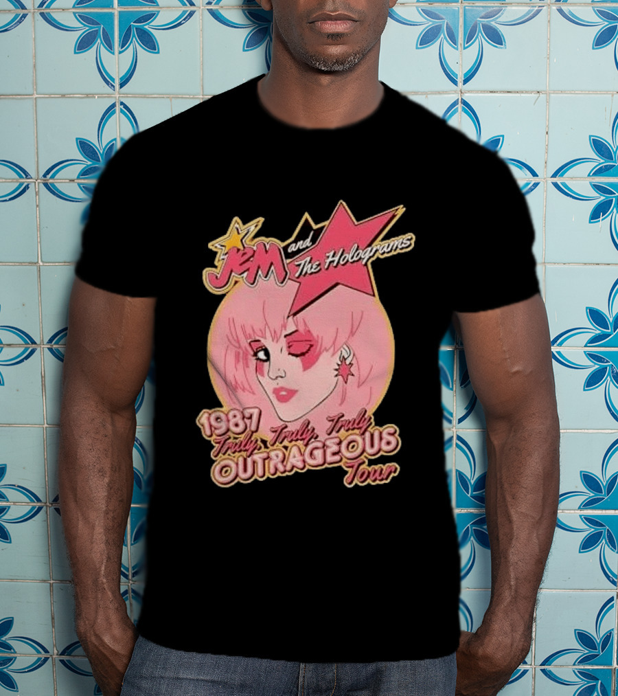 1987 Truly Outrageous Tour Jem And The Holograms Retro Pink Star T-Shirt