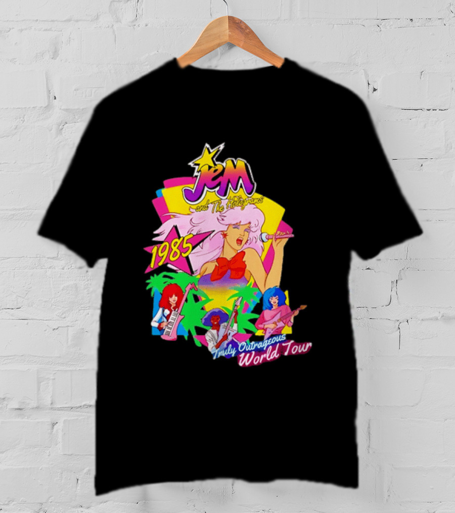 Jem And The Holograms 1985 Truly Outrageous World Tour Retro Concert Fan T-Shirt