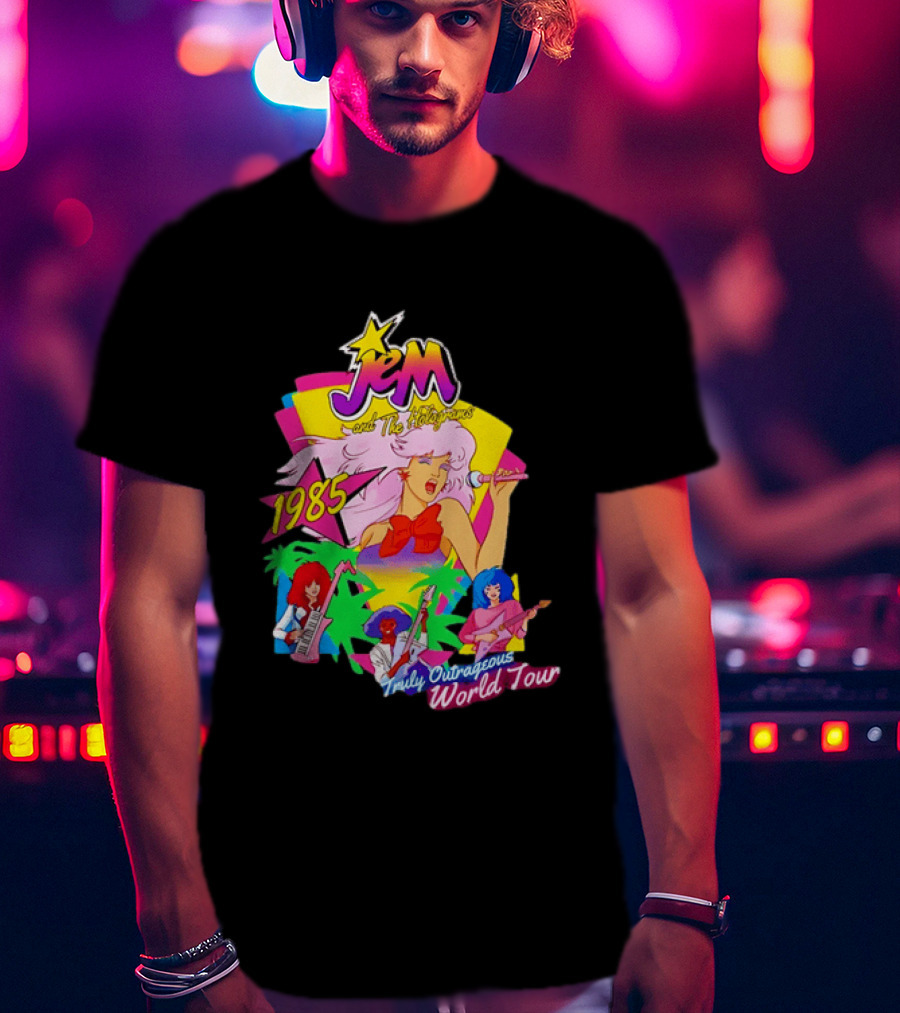 Jem And The Holograms 1985 Truly Outrageous World Tour Retro Concert Fan T-Shirt