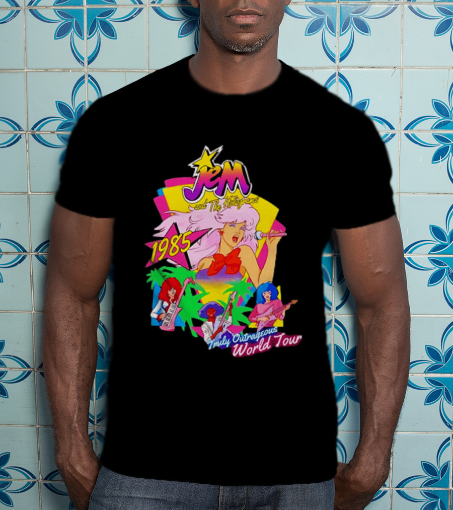 Jem And The Holograms 1985 Truly Outrageous World Tour Retro Concert Fan T-Shirt