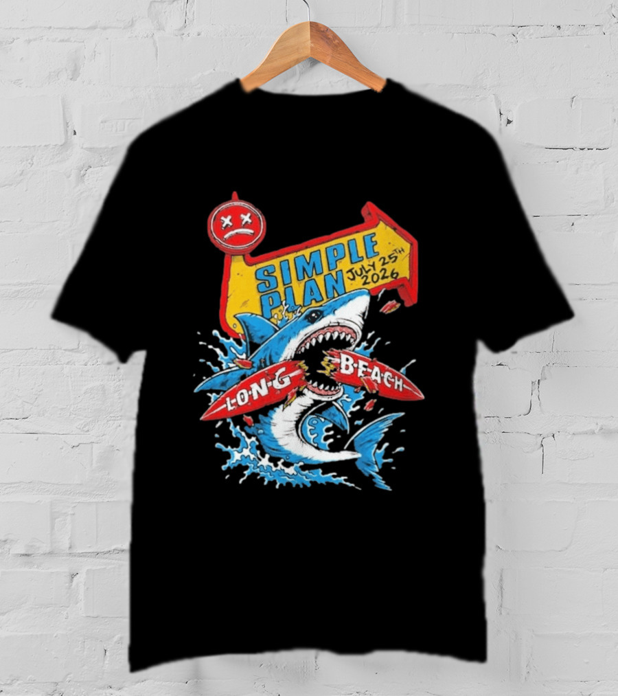 Simple Plan Shark Long Beach July 25 2026 T-Shirt