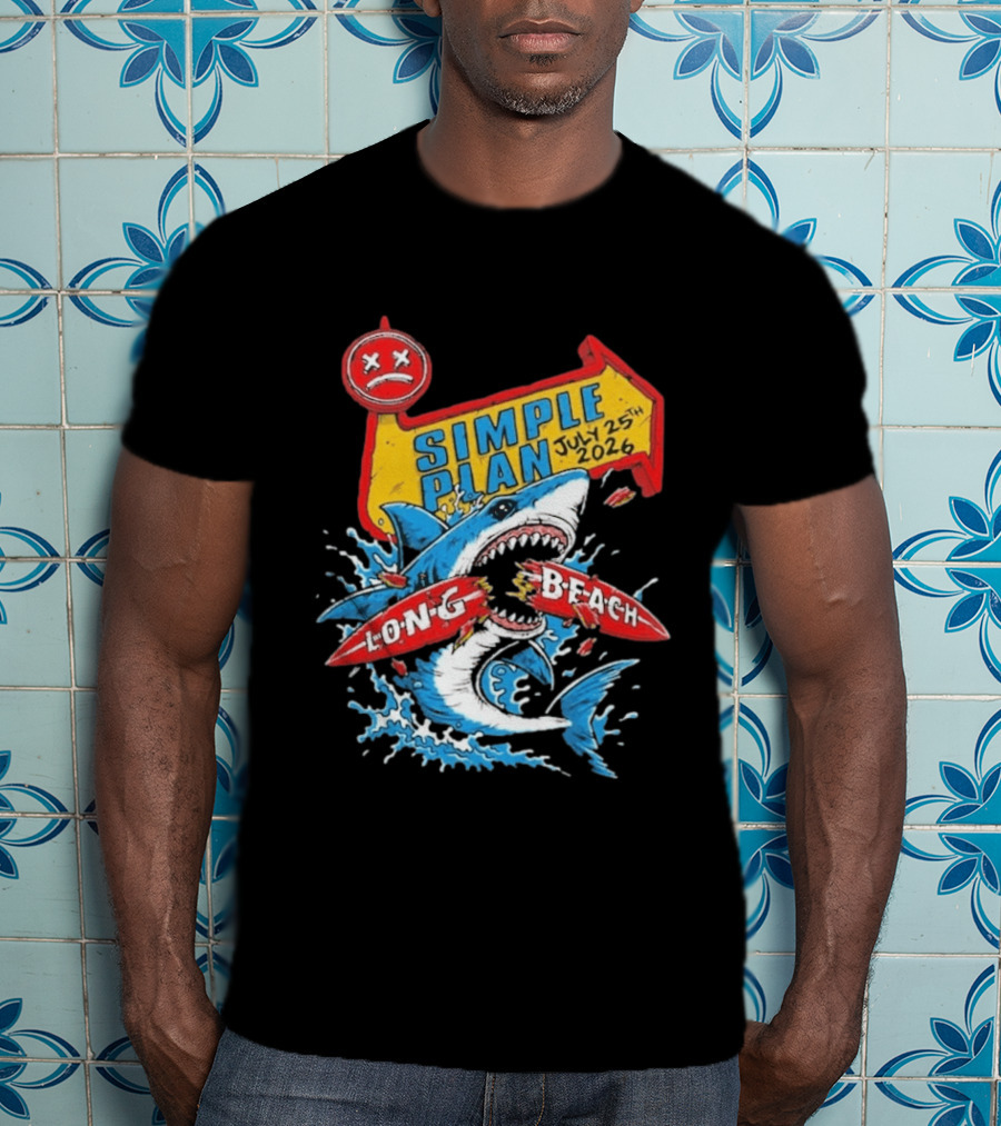 Simple Plan Shark Long Beach July 25 2026 T-Shirt