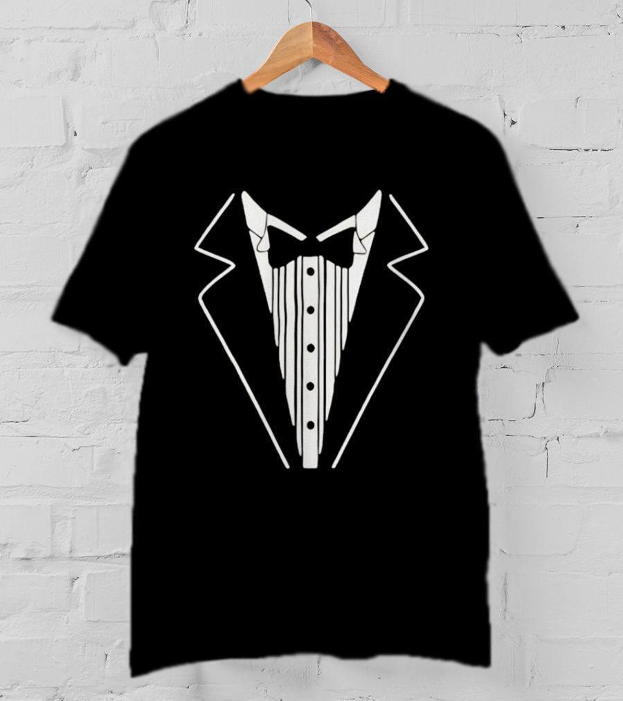 Tuxedo Suit Formal Wear Costume Tux Bow Tie Buttons T-Shirt