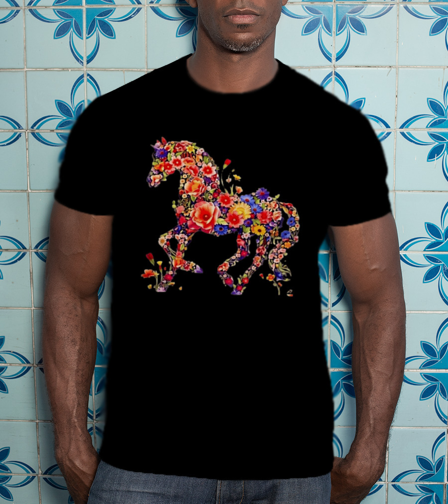Unicorn Floral Blossoms Mythical Fantasy Animal Nature Garden Botanical T-Shirt