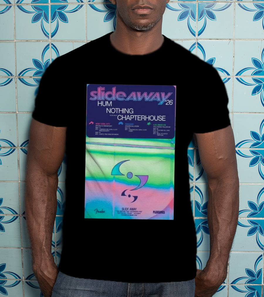 Slide Away 26 Tour Featuring Hum Nothing Chapterhouse May 2026 New York City Chicago Los Angeles T-Shirt