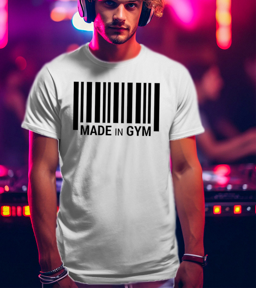 Barcode Made In Gym Fitness Motivational T-Shirt